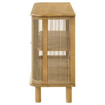 Ervine Natural 3-Door Rope Panel Sideboard Accent Storage Cabinet - Ornate Home
