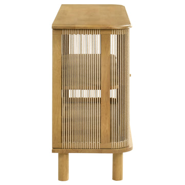 Ervine Natural 3-Door Rope Panel Sideboard Accent Storage Cabinet - Ornate Home