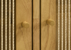 Ervine Natural 3-Door Rope Panel Sideboard Accent Storage Cabinet - Ornate Home