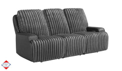 Escalante Two-Tone Grey Fabric & Leatherette Power Reclining Sofa with Drop-Down Table - Ornate Home
