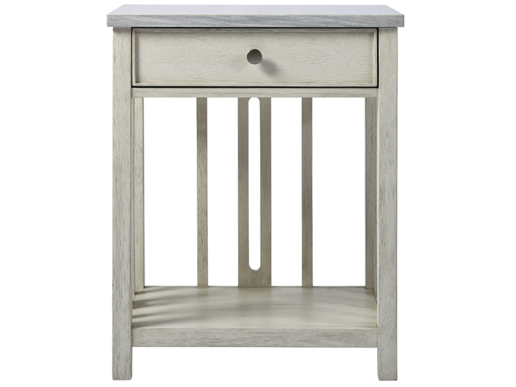 Escape Sandbar Bedside Table w/ Stone Top - Ornate Home