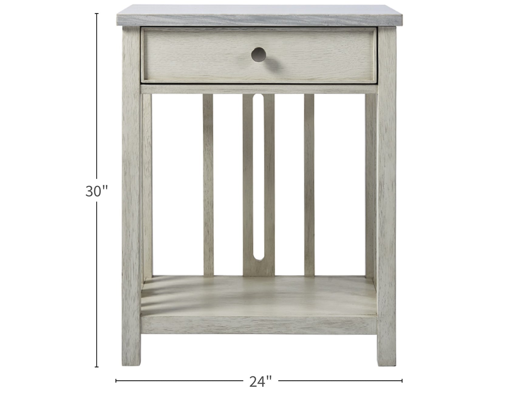 Escape Sandbar Bedside Table w/ Stone Top - Ornate Home