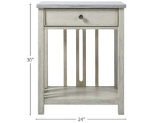Escape Sandbar Bedside Table w/ Stone Top - Ornate Home
