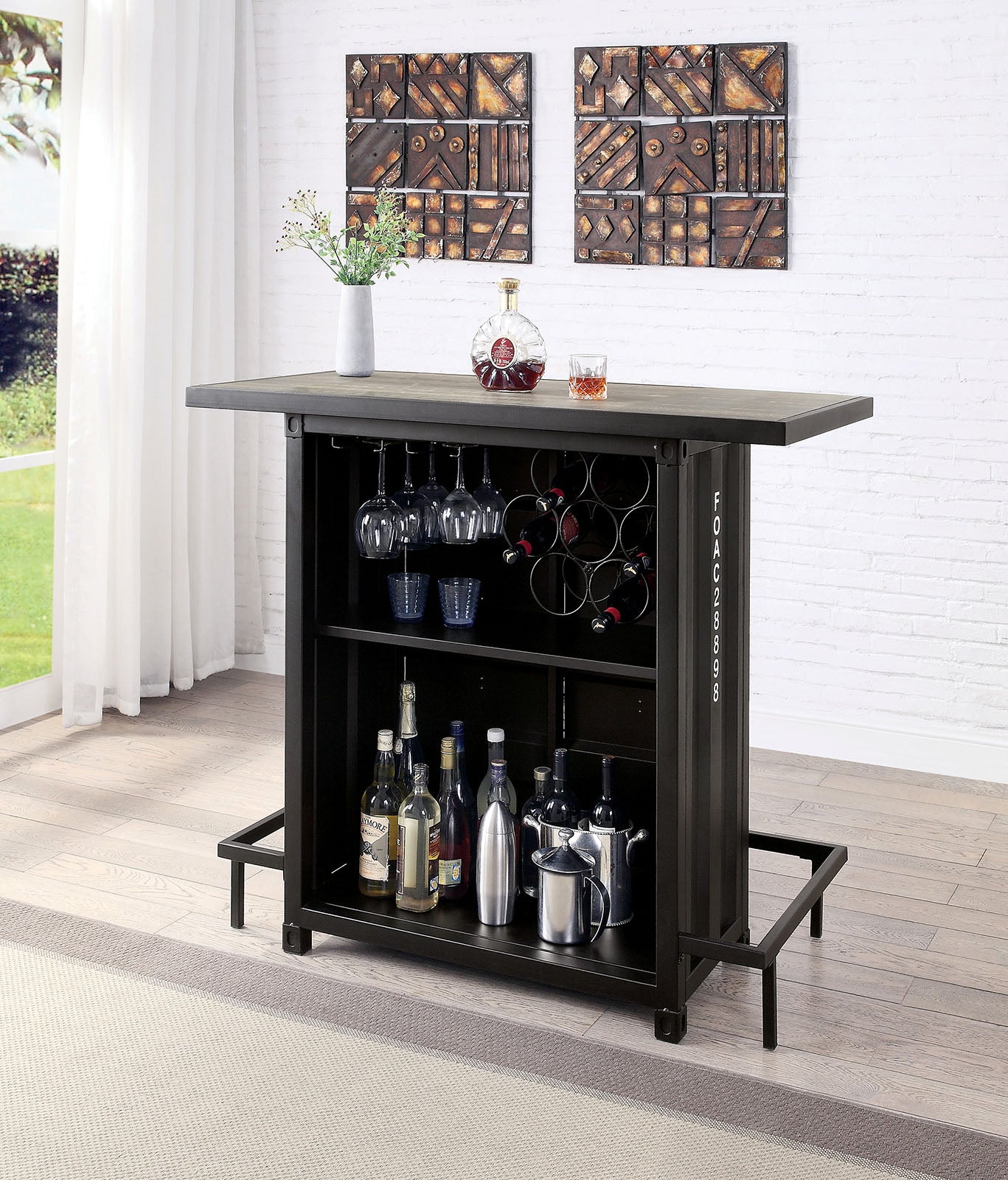 Esdargo Black/Distressed Dark Oak 3 Pc. Bar Table Set - Ornate Home
