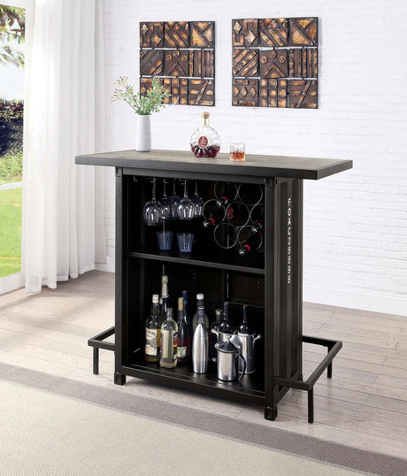 Esdargo Black/Distressed Dark Oak 3 Pc. Bar Table Set - Ornate Home