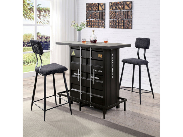 Esdargo Black/Distressed Dark Oak 3 Pc. Bar Table Set - Ornate Home
