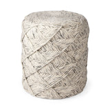 Esfera Beige Chevron Woven Round Pouf - Ornate Home