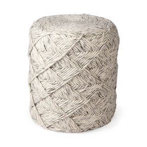 Esfera Beige Chevron Woven Round Pouf - Ornate Home