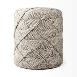 Esfera Beige Chevron Woven Round Pouf - Ornate Home