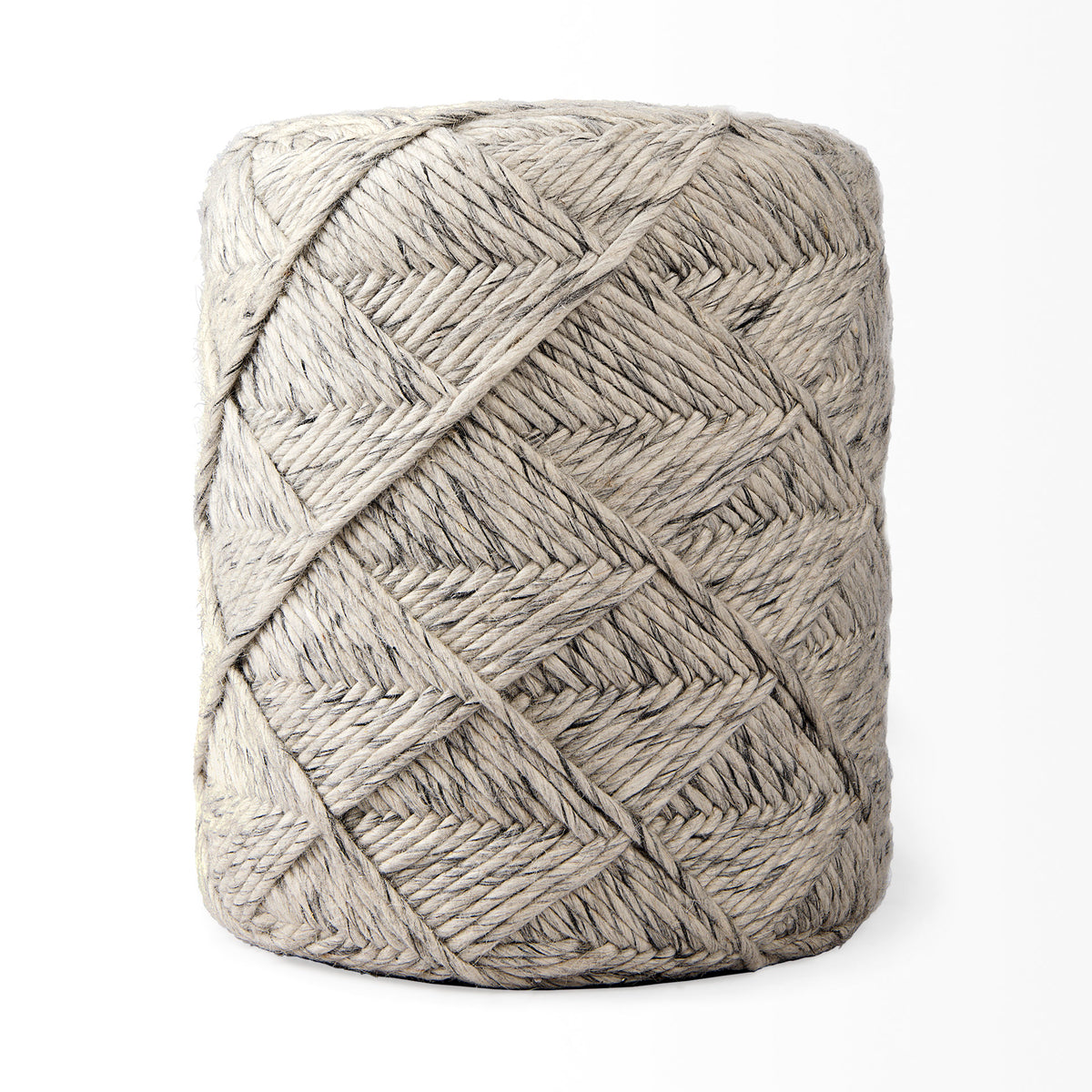 Esfera Beige Chevron Woven Round Pouf - Ornate Home