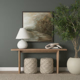Esfera Beige Chevron Woven Round Pouf - Ornate Home