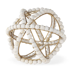 Espanlade White Large Wooden Beaded Orb - Ornate Home