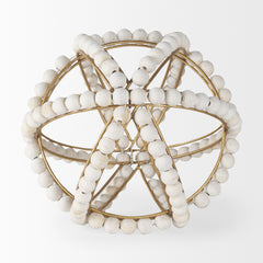 Espanlade White Large Wooden Beaded Orb - Ornate Home
