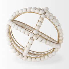Espanlade White Large Wooden Beaded Orb - Ornate Home