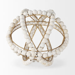 Espanlade White Large Wooden Beaded Orb - Ornate Home