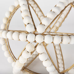 Espanlade White Large Wooden Beaded Orb - Ornate Home