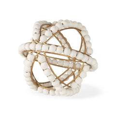Espanlade White Small Wooden Beaded Orb - Ornate Home