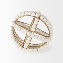 Espanlade White Small Wooden Beaded Orb - Ornate Home