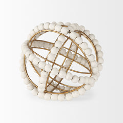 Espanlade White Small Wooden Beaded Orb - Ornate Home