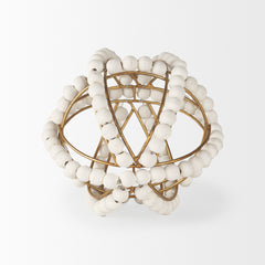 Espanlade White Small Wooden Beaded Orb - Ornate Home