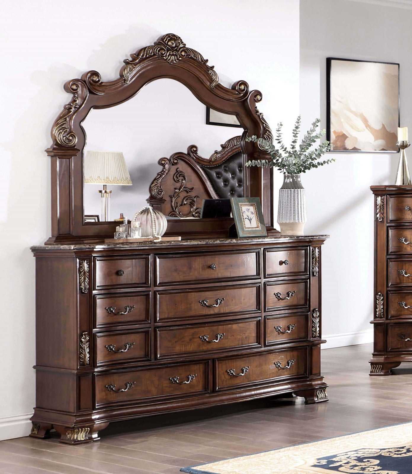 Esparanza Brown Cherry 5 Pc. Queen Bedroom Set w/ Chest - Ornate Home