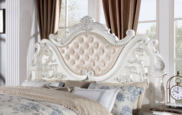 Esparanza Pearl White 5 Pc. Queen Bedroom Set w/ 2NS - Ornate Home