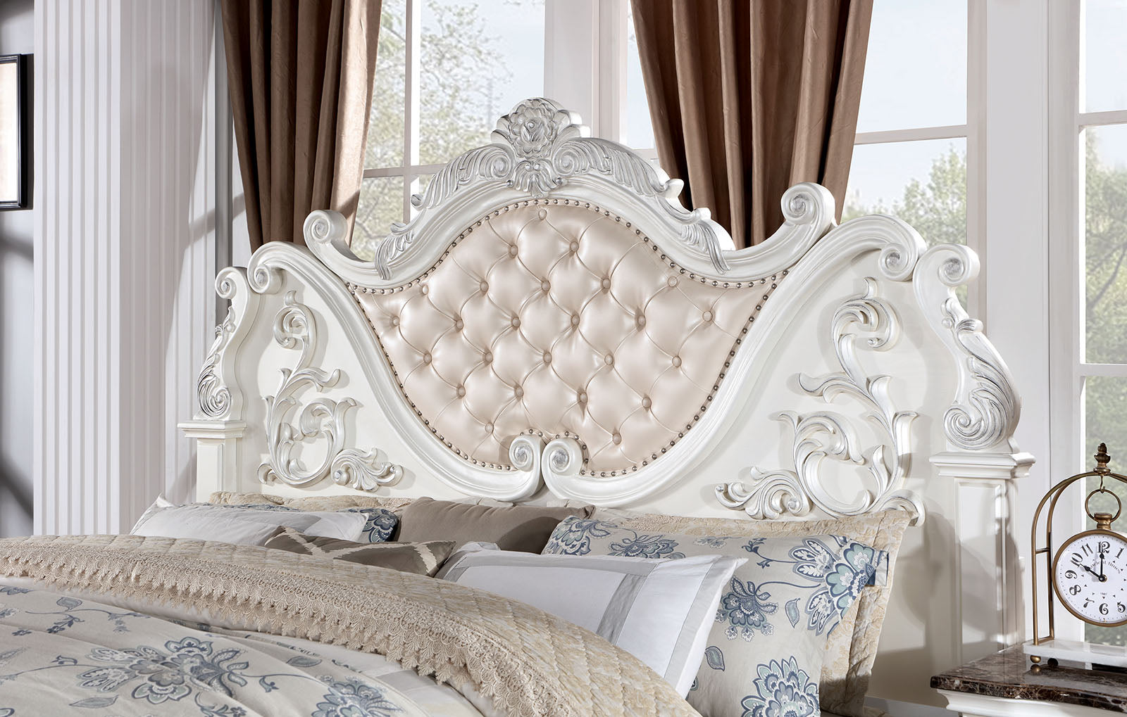 Esparanza Pearl White California King Bed - Ornate Home
