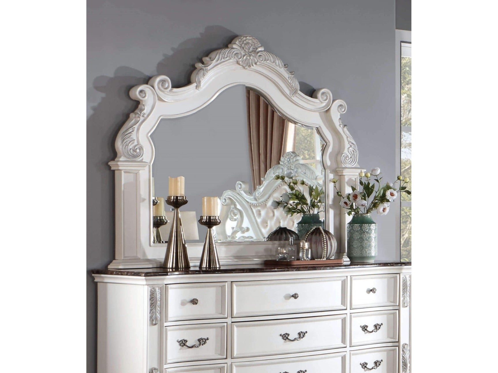 Esparanza Pearl White Mirror - Ornate Home