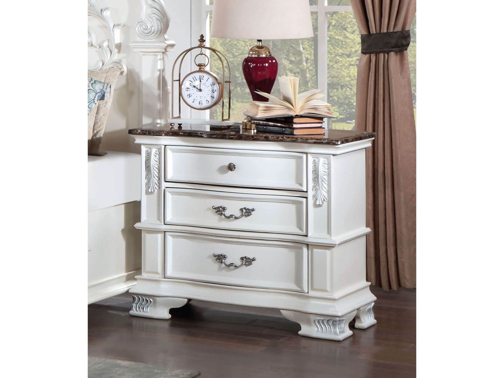Esparanza Pearl White Nightstand - Ornate Home
