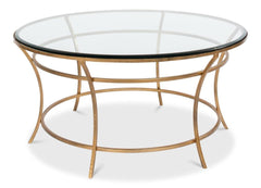 Essential Forms Clear/Antique Gold Round Coffee Table - Ornate Home