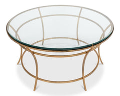 Essential Forms Clear/Antique Gold Round Coffee Table - Ornate Home