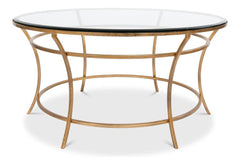 Essential Forms Clear/Antique Gold Round Coffee Table - Ornate Home