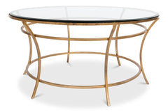 Essential Forms Clear/Antique Gold Round Coffee Table - Ornate Home