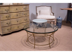 Essential Forms Clear/Antique Gold Round Coffee Table - Ornate Home