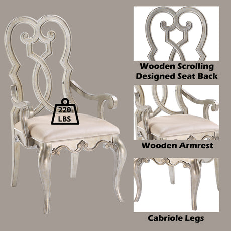 Esteban Ivory Velvet & Antique Champagne Dining Chair (Set of 2) - Ornate Home