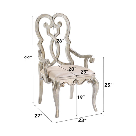 Esteban Ivory Velvet & Antique Champagne Dining Chair (Set of 2) - Ornate Home