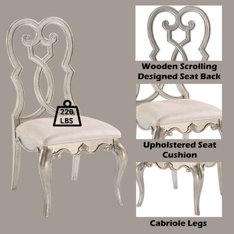 Esteban Ivory Velvet & Antique Champagne Side Chair (Set of 2) - Ornate Home
