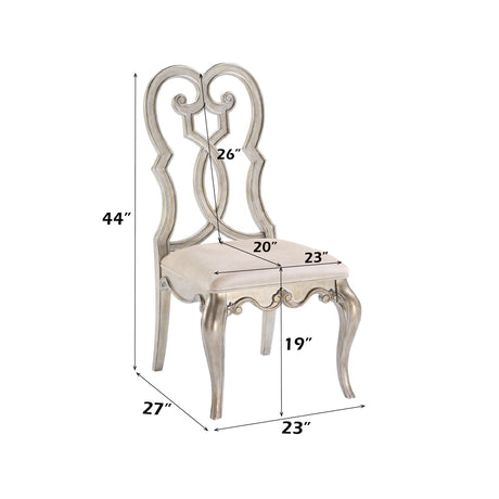 Esteban Ivory Velvet & Antique Champagne Side Chair (Set of 2) - Ornate Home