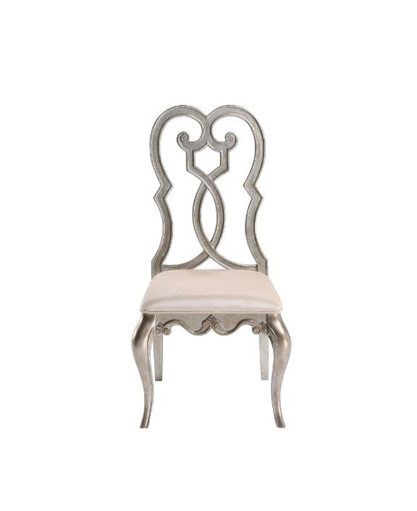 Esteban Ivory Velvet & Antique Champagne Side Chair (Set of 2) - Ornate Home