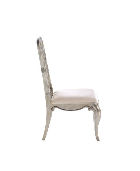 Esteban Ivory Velvet & Antique Champagne Side Chair (Set of 2) - Ornate Home