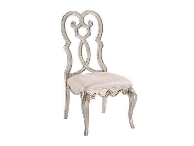 Esteban Ivory Velvet & Antique Champagne Side Chair (Set of 2) - Ornate Home