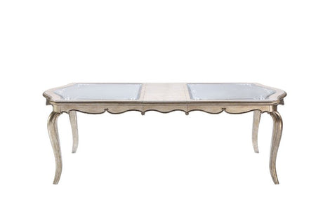 Esteban Mirrored & Antique Champagne Dining Table w/ Extension Leaf - Ornate Home