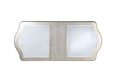 Esteban Mirrored & Antique Champagne Dining Table w/ Extension Leaf - Ornate Home