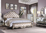 Esteban Velvet & Antique Champagne E. King Panel Bed - Ornate Home