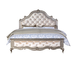 Esteban Velvet & Antique Champagne E. King Panel Bed - Ornate Home