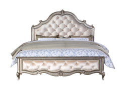 Esteban Velvet & Antique Champagne E. King Panel Bed - Ornate Home