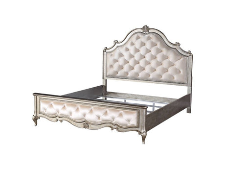 Esteban Velvet & Antique Champagne Queen Panel Bed - Ornate Home