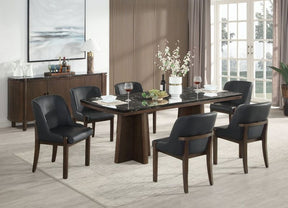 Estella Black/Walnut Dining Table w/Marble Top - Ornate Home