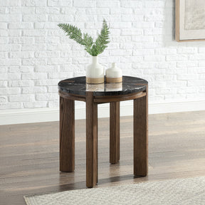 Estella Black/Walnut End Table w/Marble Top - Ornate Home