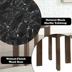 Estella Black/Walnut End Table w/Marble Top - Ornate Home
